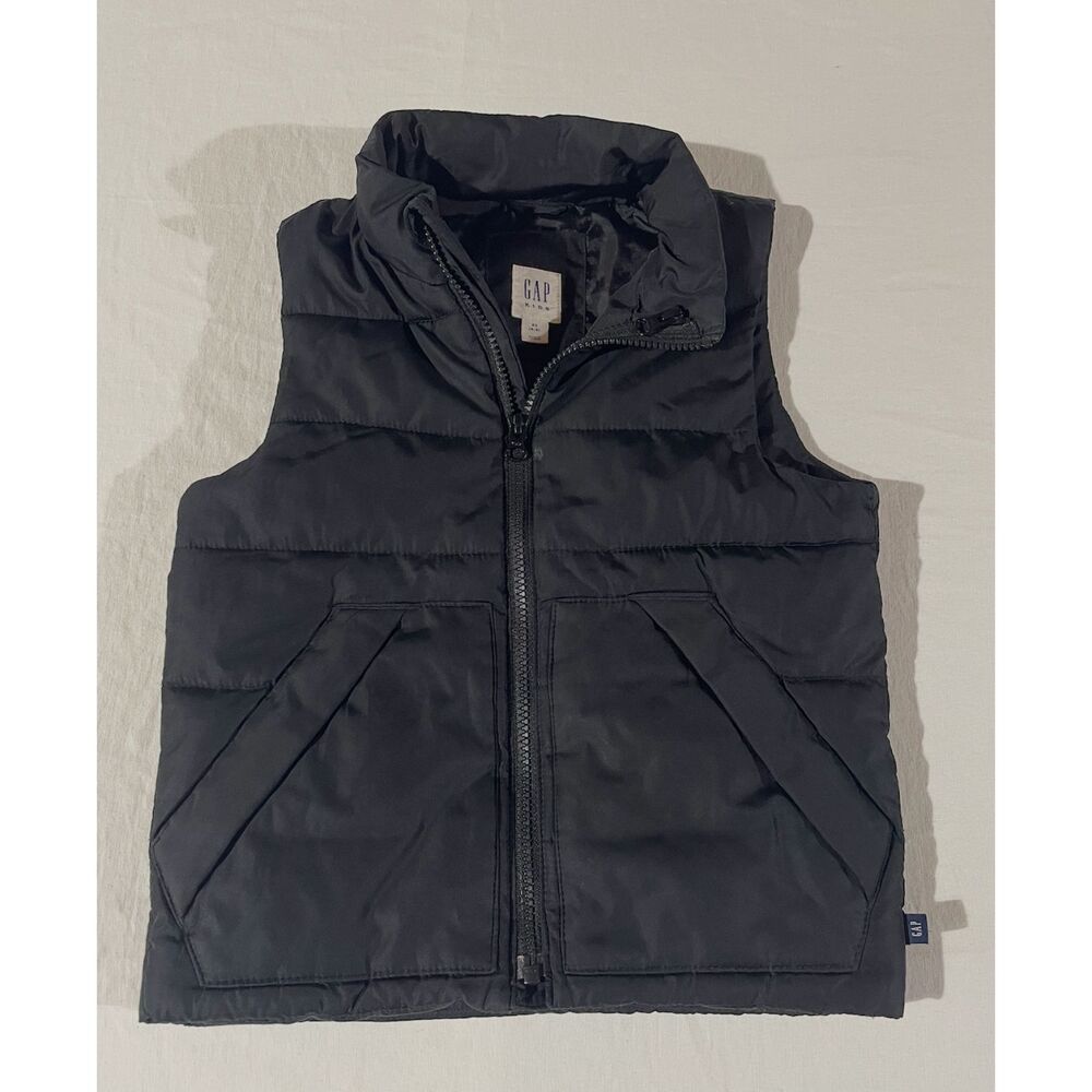 GapKids XS 4-5 Black Puffer Vest Zip Up Stand Collar Kids Winter Layering Coat